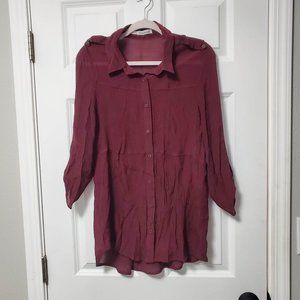 Maroon Gauze Longsleeve Plus Size 0x Maurices